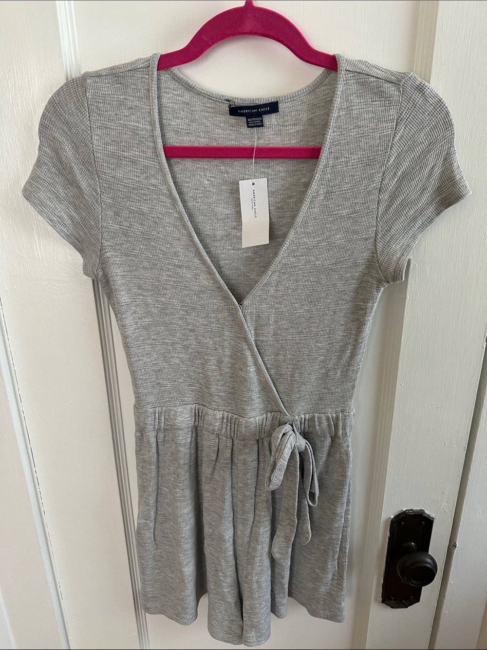 American Eagle Heather Gray Wrap Knit Romper
